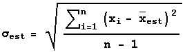 Estimated standard deviation